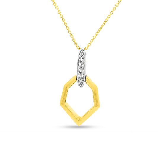 14KY BELL SHAPED PENDANT 6 DIAMONDS 0.08CT ON 18 INCHES CABLE CHAIN