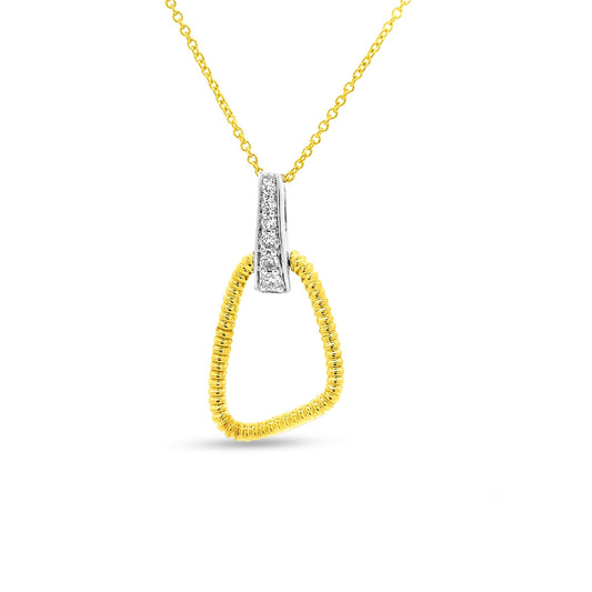 14KY FREE FORM SHAPE PENDANT 6 DIAMONDS 0.10CT ON 18 INCHES CHAIN