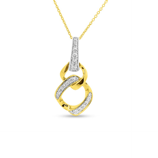14KY INTERLOCKING PENDANT 20 DIAMONDS 0.25CT ON 18 INCHES CHAIN