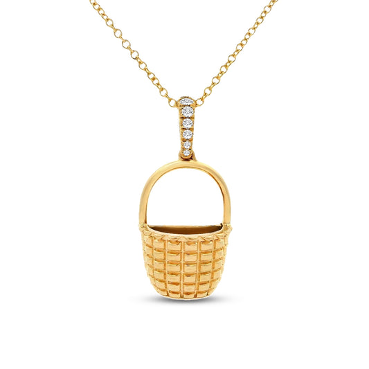 14KY basket pendant with diamonds 0.04 ct on bale w/14KY 18
