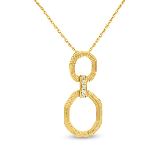 14k oval open design pendant with 5 diamonds 0.05ct on 18 inches chain