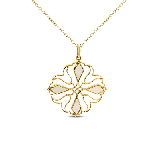 14KY 28x28mm Pendant with Mother of Pearl