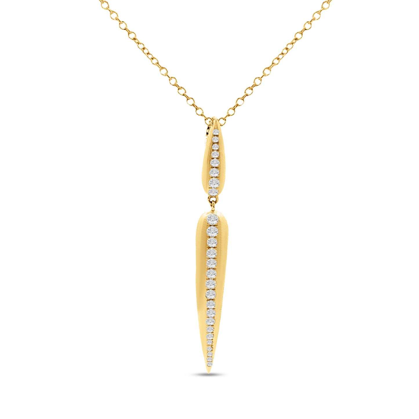 14KY Spear pendant with 26 diamonds 0.39ct on 18 inch cable chain