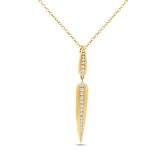14KY Spear pendant with 26 diamonds 0.39ct on 18 inch cable chain