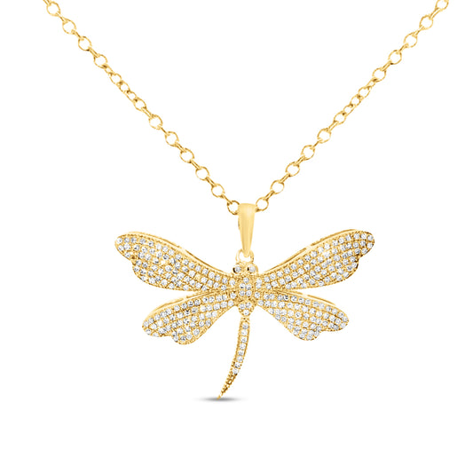 27x18mm 14K butterfly pendant with 252 diamonds 0.41ct. on 18 inch cable chain