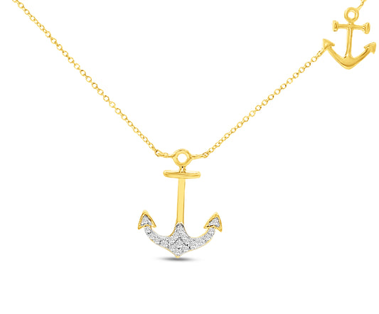 14K ANCHOR DIAMOND NECKLACE