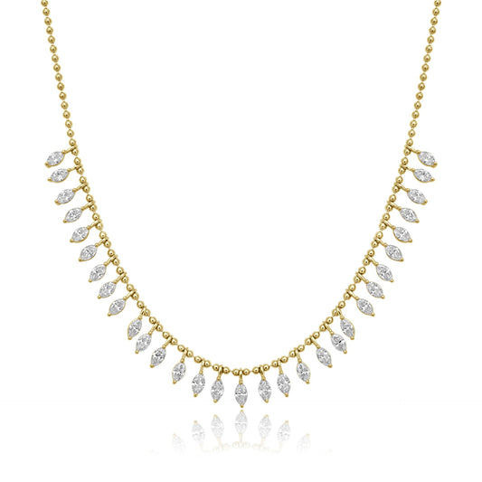 14KY drop necklace with 31 marquise diamonds 2.52ct 18 inches