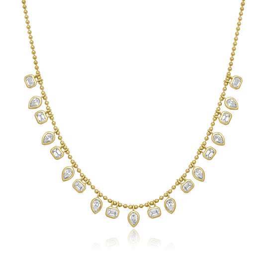 14k Drop necklace with 10 Emerald cut Diamonds 1.44ct & 9 pear shape 1.34ct  tw 2.78ct