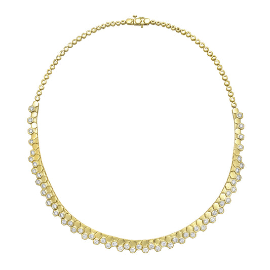 14k 8mm width dangling diamond necklace with 59 round diamonds 4.84ct 16 inches