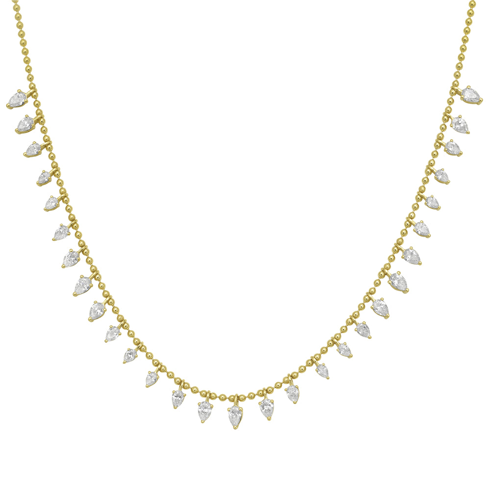 14k dangling diamond necklace with 29 pear shape diamonds 2.44ct 18 inches
