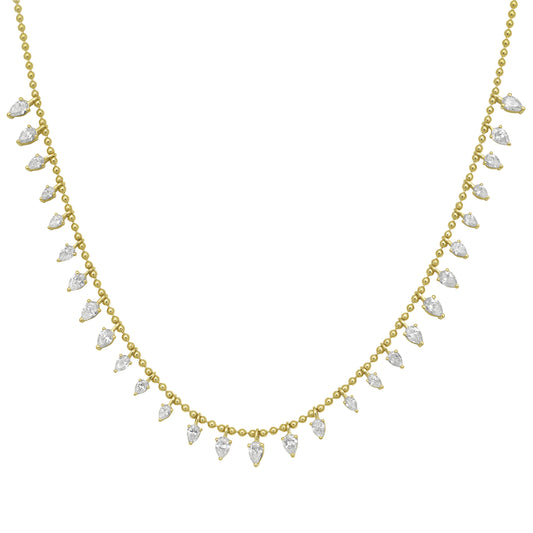 14k dangling diamond necklace with 29 pear shape diamonds 2.44ct 18 inches