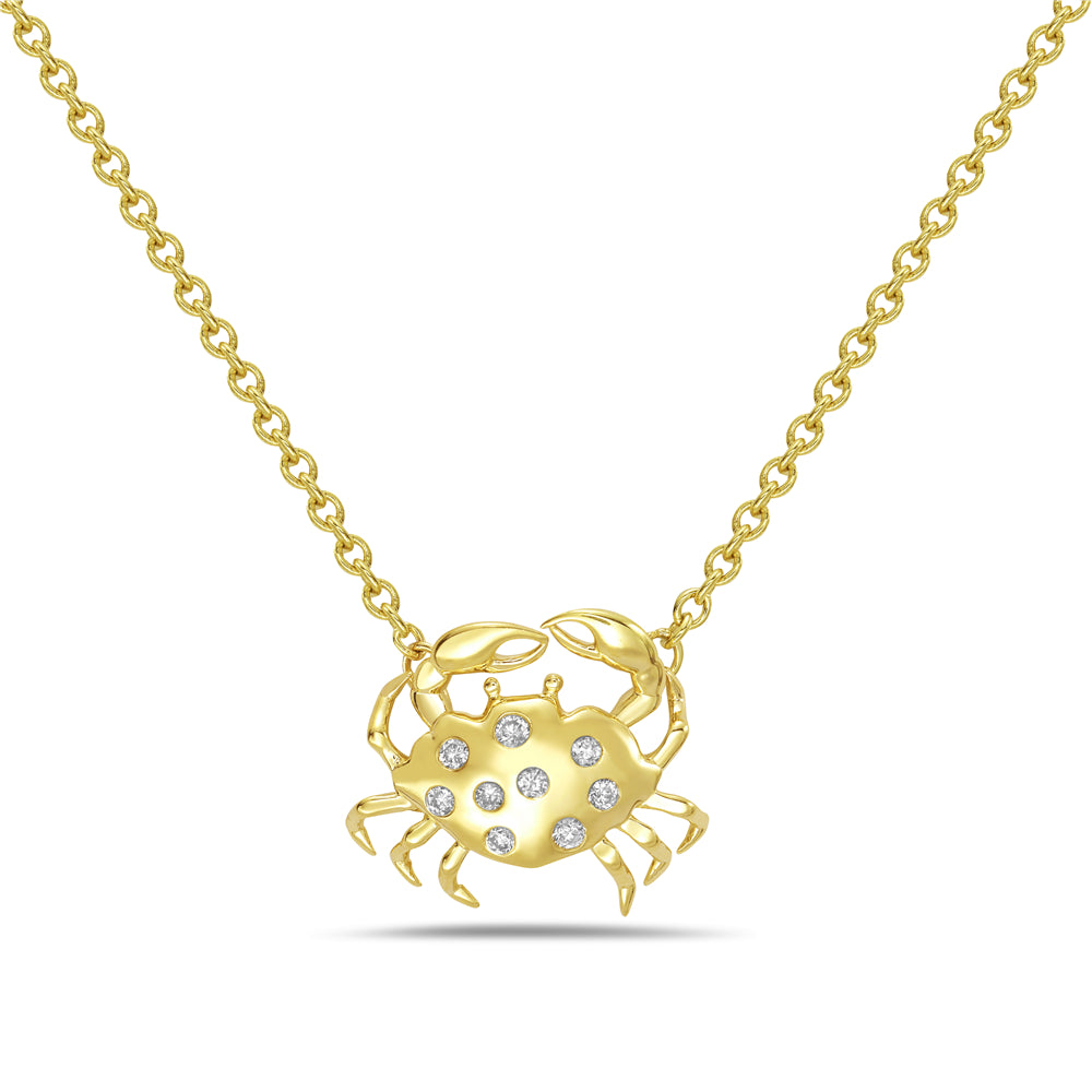 14KY crab necklace with diamonds 0.05ct. tw