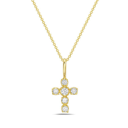 14KY cross necklace with diamonds 0.13ct tw on 18 inch chain 5.5
