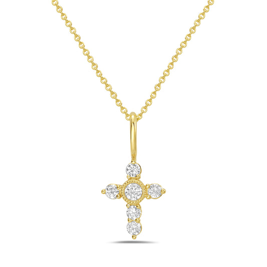 14KY cross necklace with diamonds 0.13ct tw on 18 inch chain 5.5