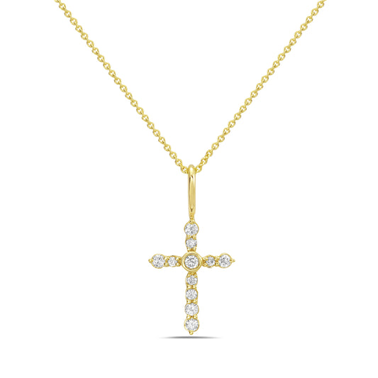14KY cross necklace with diamonds 0.1.ct wt on 18 inch chain 5.5