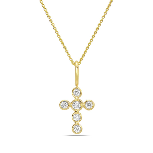 14KY cross necklace with 18 inch chain and diamonds 0.13ct tw 5.5