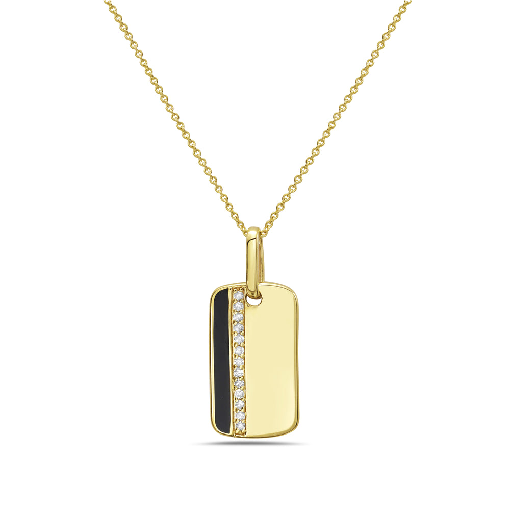 14KY rectangular necklace with diamonds 0.05ct tw on 18 inch chain 5.5
