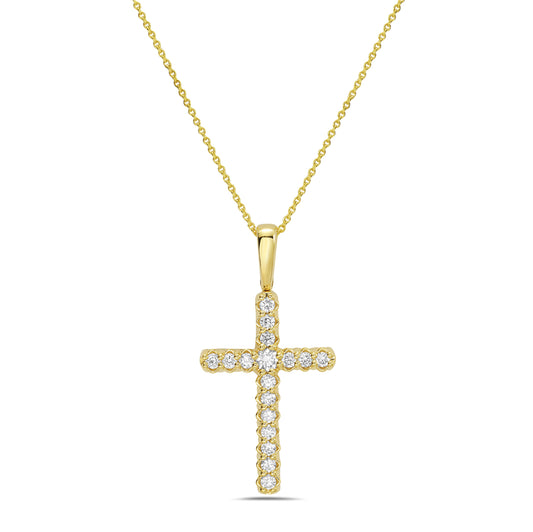14KY cross necklace with diamonds 0.25ct tw on 18 inch chain 5.5