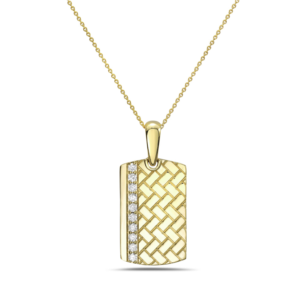 14KY rectangular necklace with diamonds 0.16ct wt on 18 inch chain 5.5