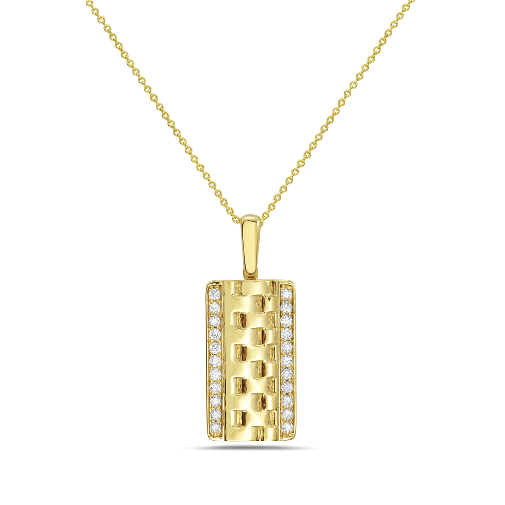 14KY rectangular necklace with diamonds 0.16ct wt on 18 inch chain 5.5