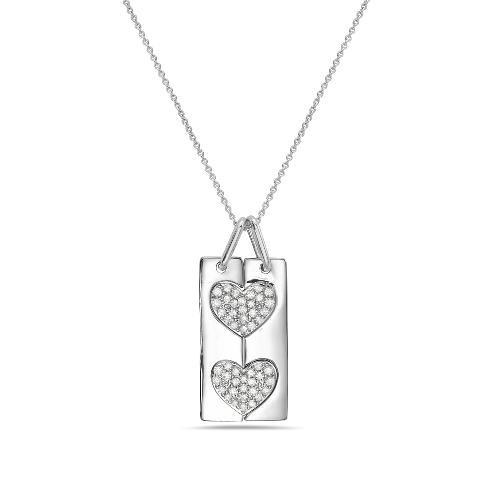14KW rectangular necklace with diamonds 0.20ct tw on 18 inch chain 5.5