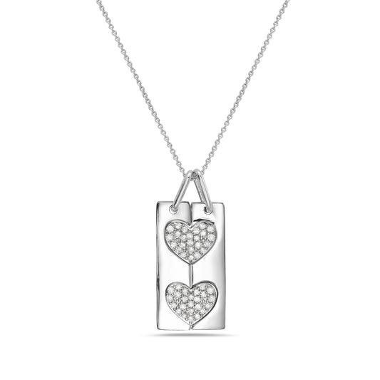 14KW rectangular necklace with diamonds 0.20ct tw on 18 inch chain 5.5