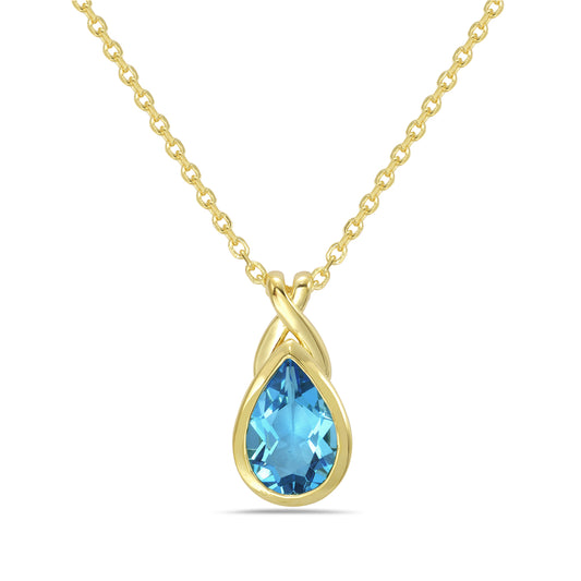 14KY drop necklace with 1 blue topaz 1.53ct tw 5.5
