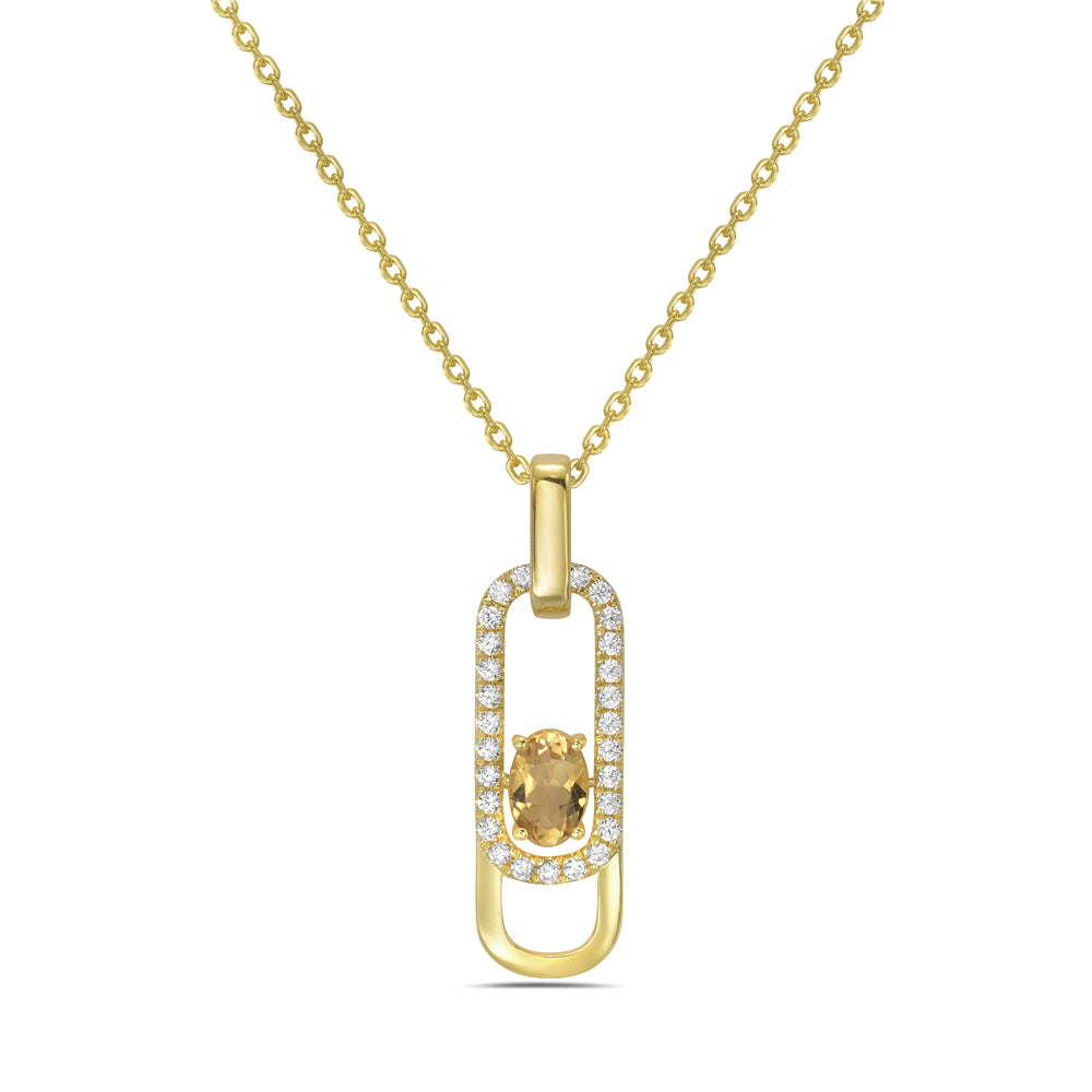 14KY necklace with 1 citrine 0.41ct and 227 diamonds 0.22ct tw 5.5