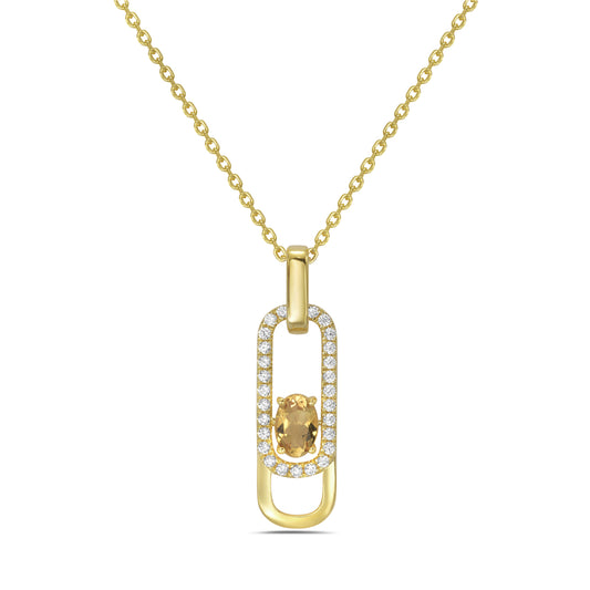 14KY necklace with 1 citrine 0.41ct and 227 diamonds 0.22ct tw 5.5