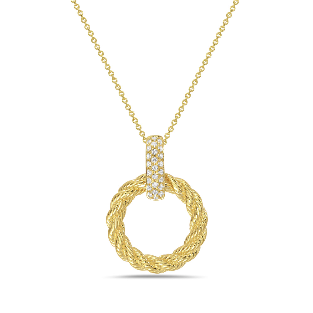 14KY pendant with 25 round diamonds 0.09ct tw on 1 gram 18 inch chain 5.5