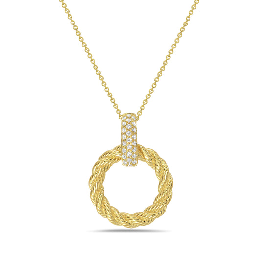 14KY pendant with 25 round diamonds 0.09ct tw on 1 gram 18 inch chain 5.5
