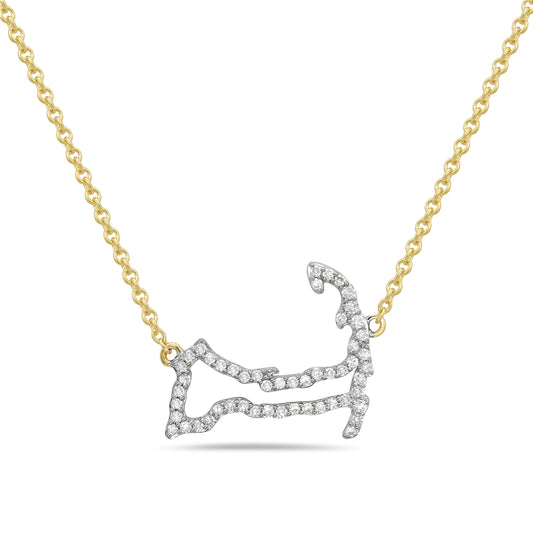 Gold & Diamond Cape Cod Map Necklace