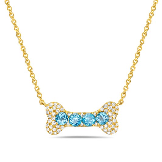 Blue Topaz Dog Bone Necklace