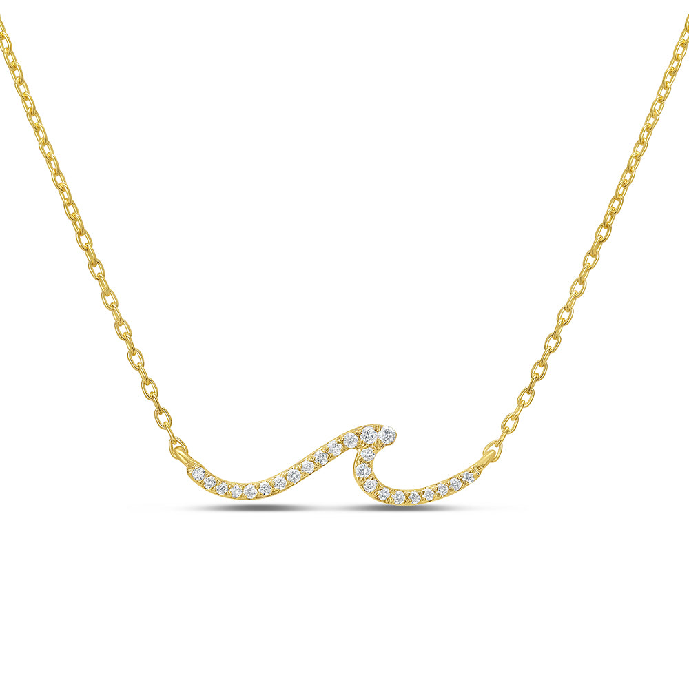 "The Sparkling Wave" Necklace in 14K Gold with Diamonds