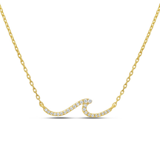 "The Sparkling Wave" Necklace in 14K Gold with Diamonds 4.1
