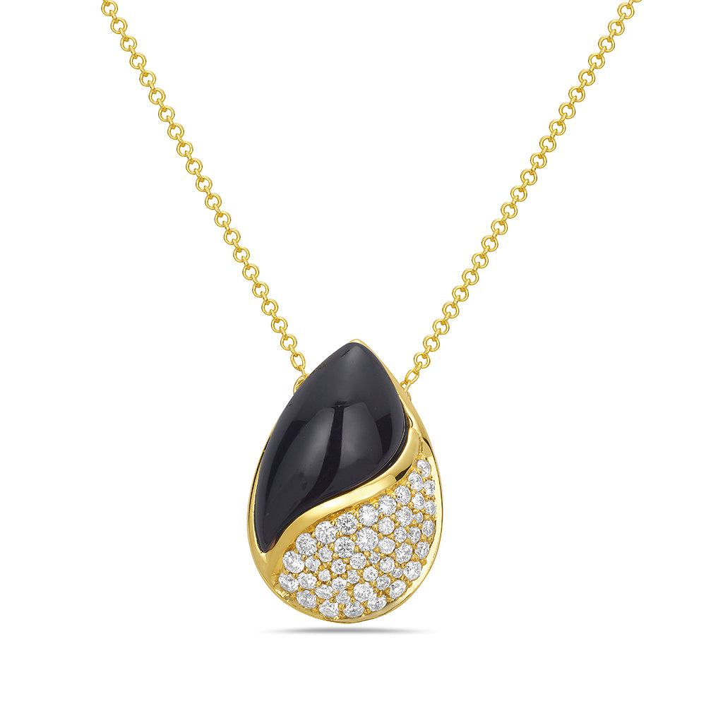 Pear Shaped Necklace with Cabochon Garnet & Diamonds
