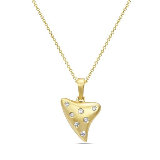14K 14x12.75MM SHARKS TOOTH PENDANT WITH 9 DIAMONDS 0.09CT ON 18 INCHES CABLE CHAIN