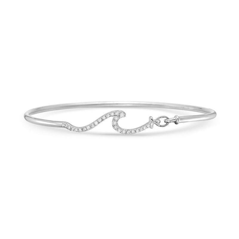 14k 7mm flexible wave bangle with 26 diamonds 01.8ct 4.2