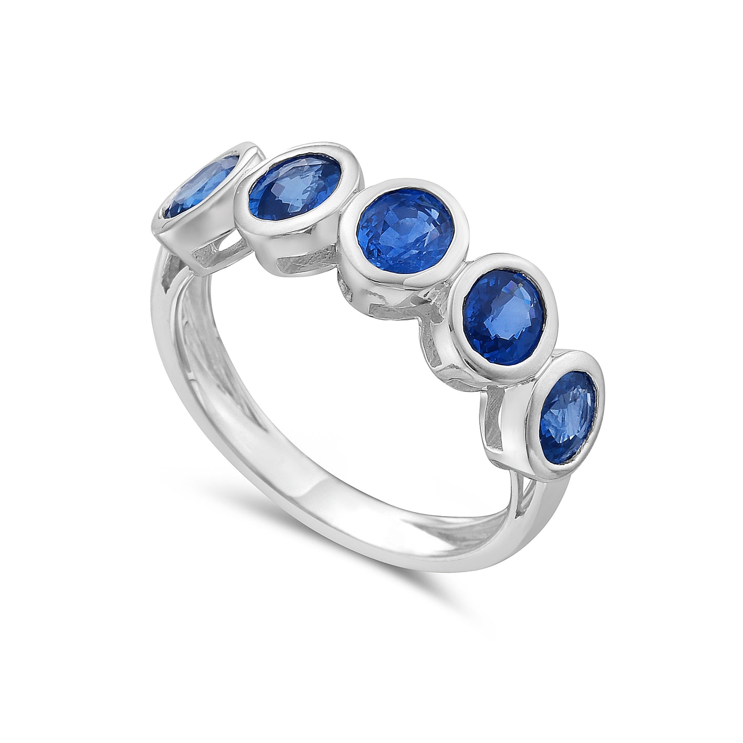 14KW 6MM BAND WITH 5 BLUE SAPPHIRES 2.27CT