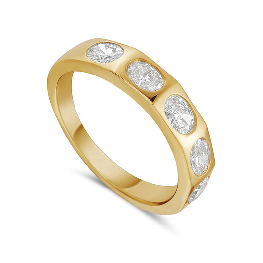 14k 4.5mm band with 5 oval diamonds 0.99ct