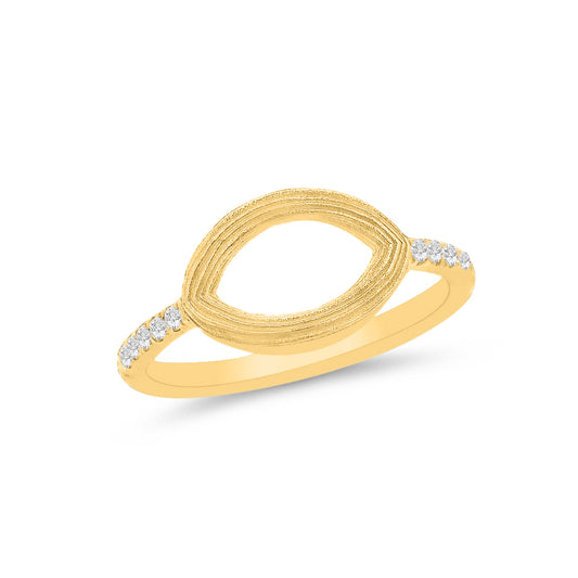14k open oval design ring with 12 diamonds 0.13ct