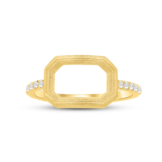 14k open rectangle design ring with 12 diamonds 0.13ct