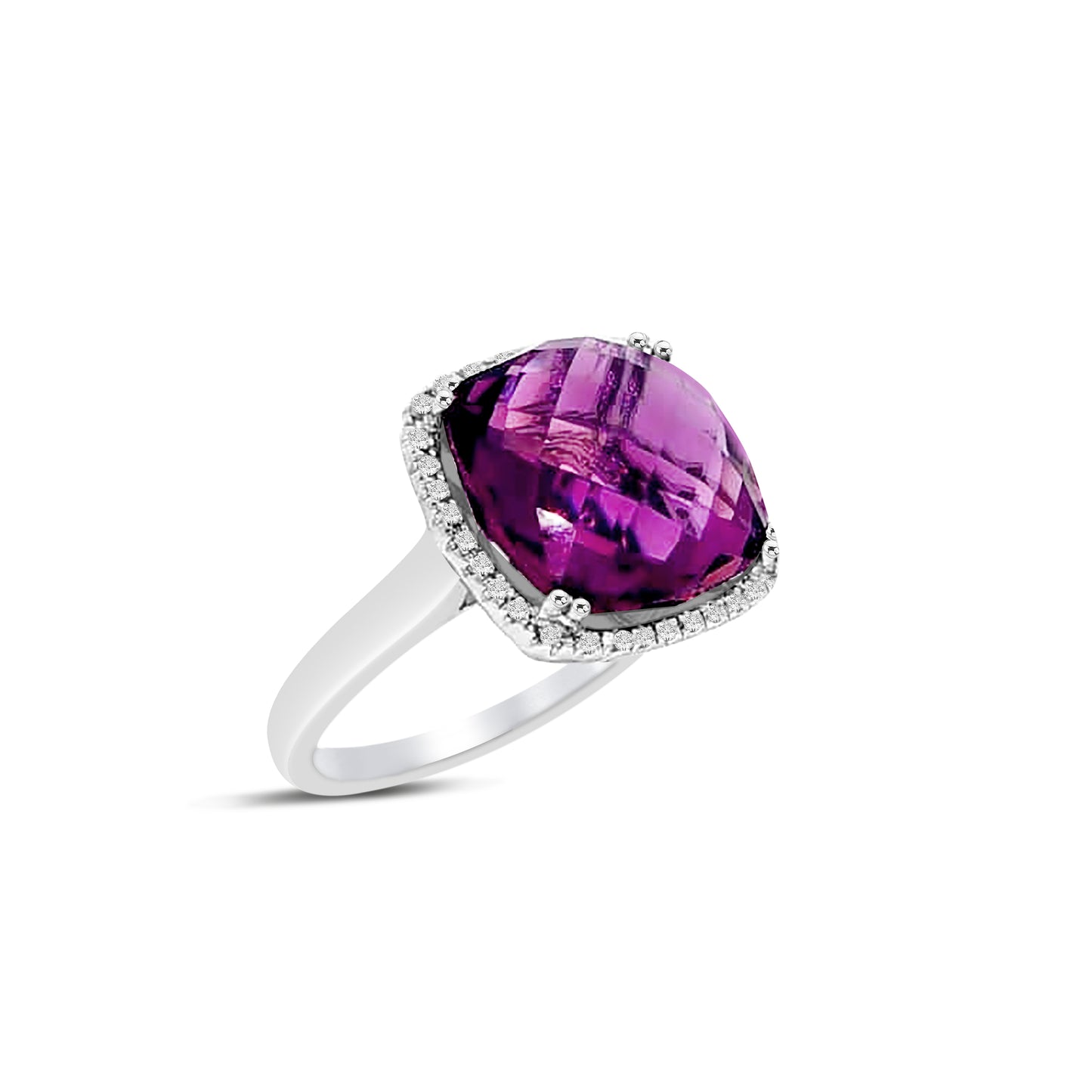 14K AMETHYST & DIAMOND RING