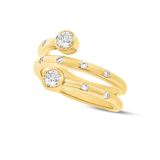 14k open design ring with 11 round diamonds 0.615ct