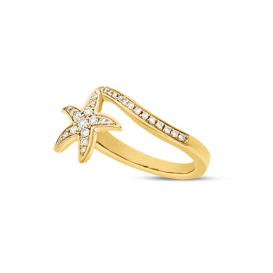 14k starfish ring with 31 round diamonds 0.235ct