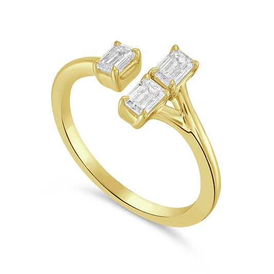 14 ring with 3 emerald cut diamonds