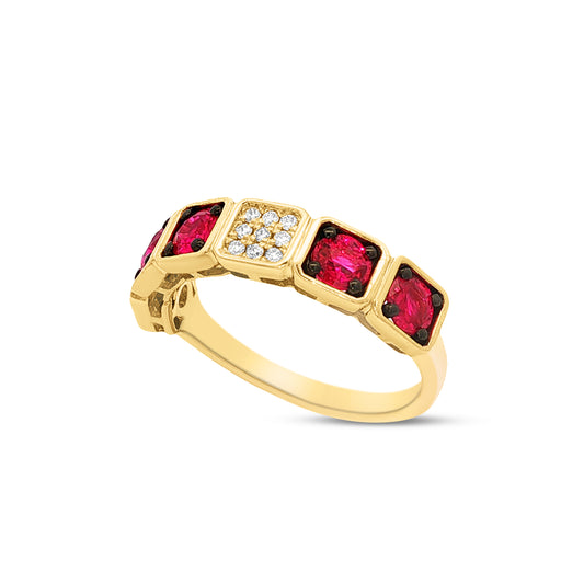 14k band with 10 rubies 2.60ct & 27 diamonds 0.17ct