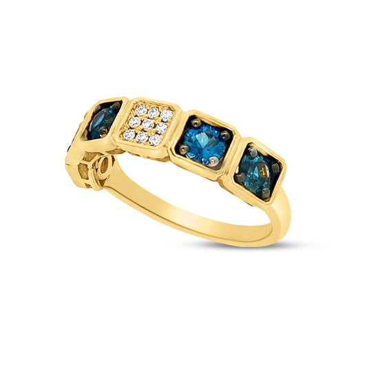 14k band with 10 sapphires 2.45ct & 27 diamonds 0.17ct