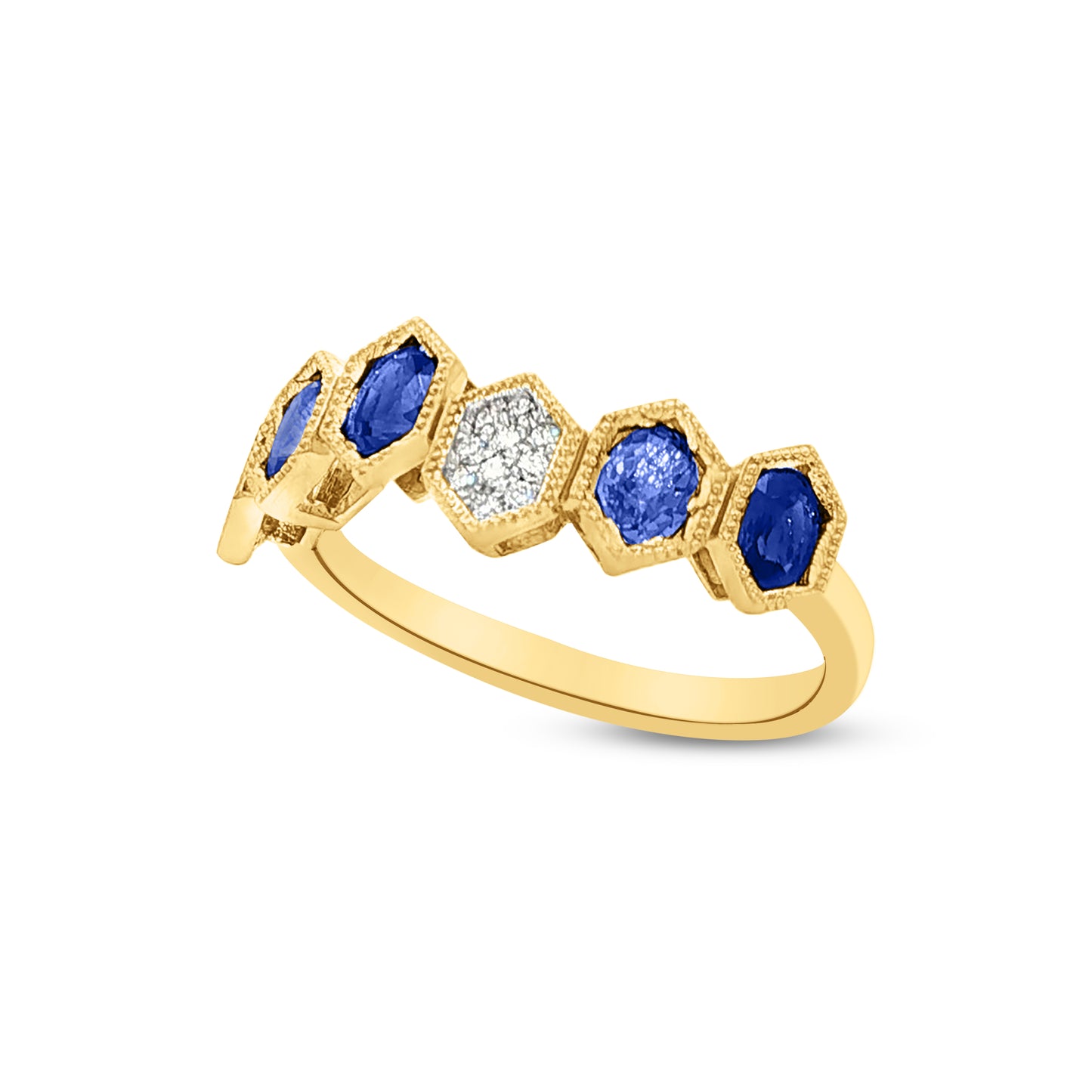 14k ring with 4 sapphires 1.01 & 20 diamonds 0.07ct