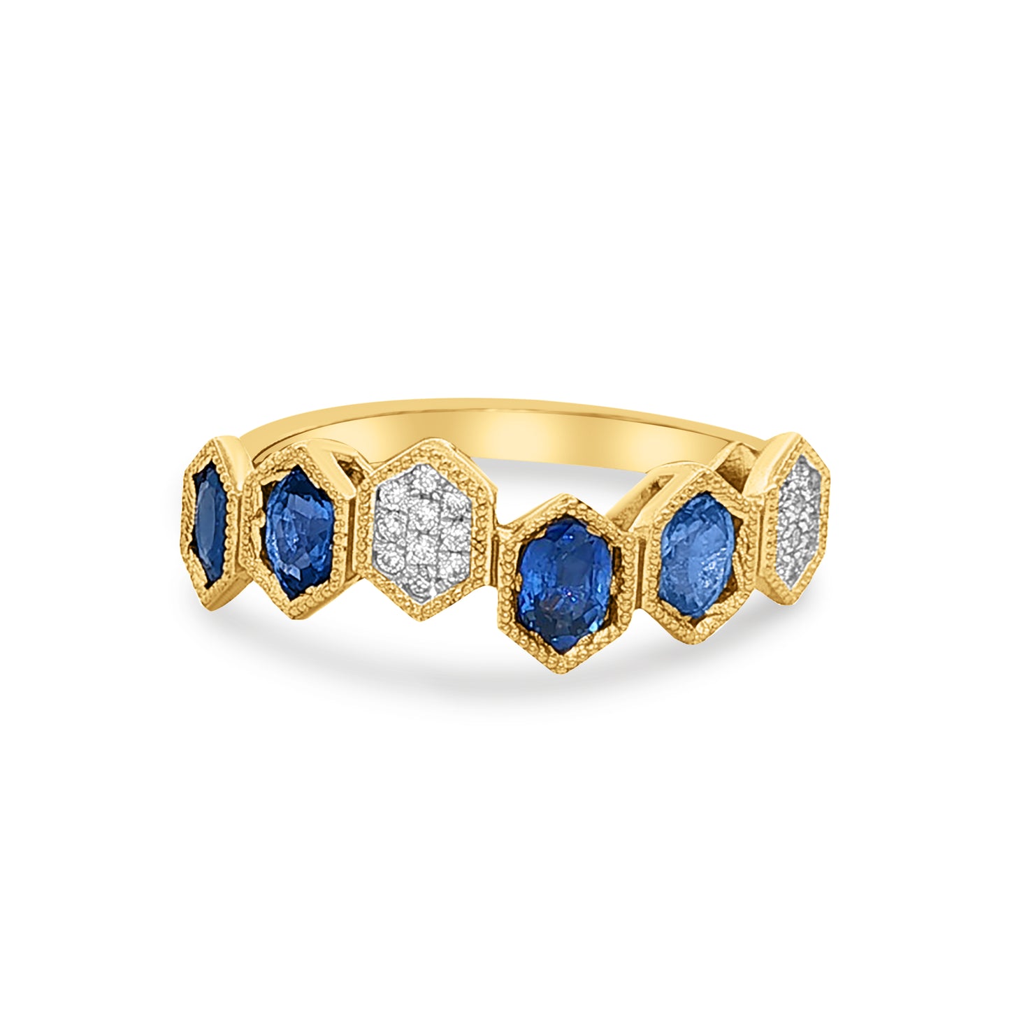 14k ring with 4 sapphires 1.01 & 20 diamonds 0.07ct